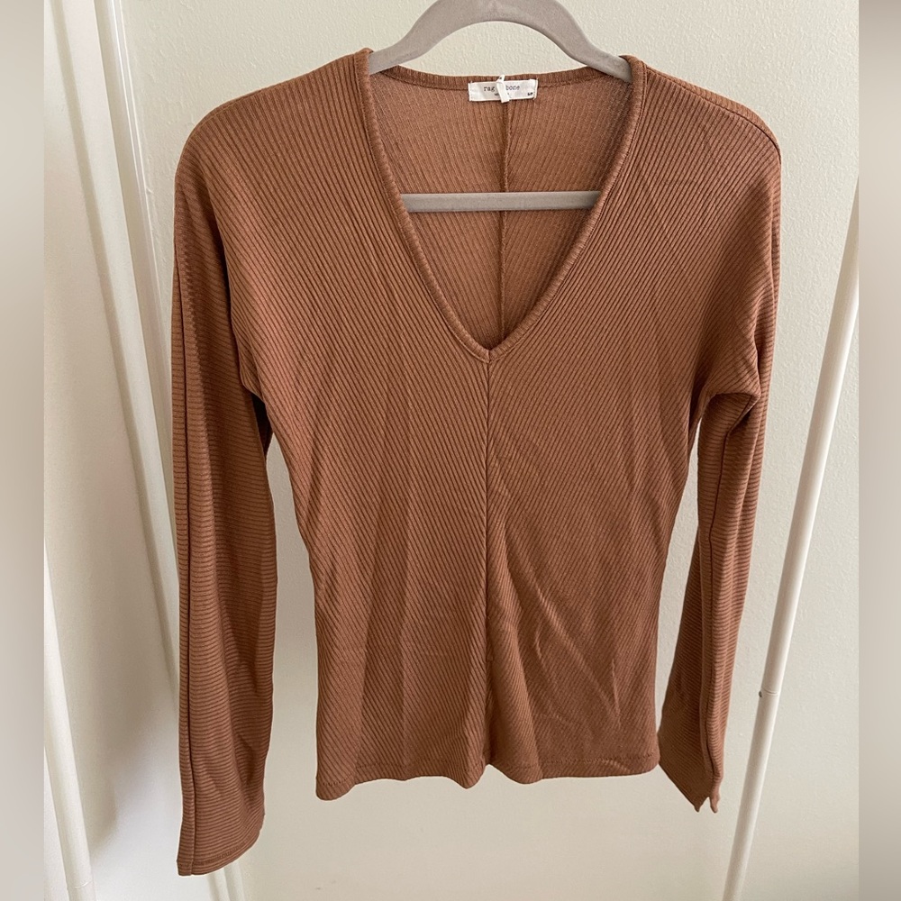 Rag & Bone The Knit Rib Bias Long Sleeve Top
